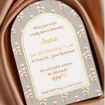 Elegant Cotton Floral Arch Baby Shower Invitation