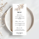 Elegant Cotton Flower Black & White Wedding  Menu<br><div class="desc">elegance in simplicity with our Cotton Flower Black and White Menu Card on Zazzle. This beautifully designed card features a delicate white cotton flower against a classic black and white backdrop, creating a refined and versatile look. Perfect for weddings, dinners, or any special event, the premium quality cardstock and clear...</div>