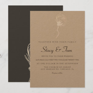 Elegant Cotton Plant Rustic Wedding Invitation