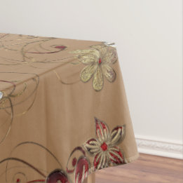 Elegant Cotton Tablecloth Red/Silver/Gold 