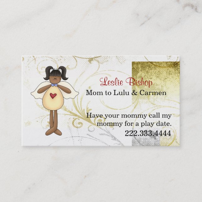 Elegant Country Angel Mummy Play Date Card (Front)