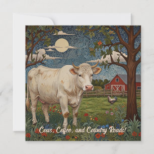 Elegant country chic boho cow farm invitation