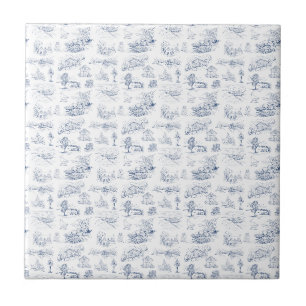 Elegant Country Farmhouse Vintage French Blue Ceramic Tile