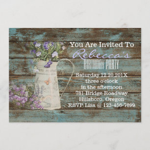 elegant country lavender vintage birthday party invitation