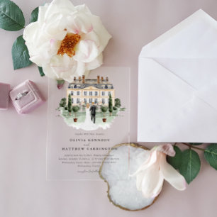 Elegant Country Manor   Villa Wedding Invitation
