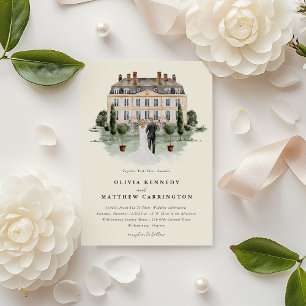 Elegant Country Manor   Villa Wedding Invitation 