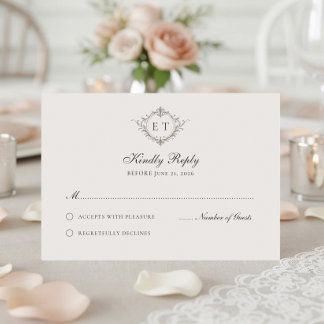 Elegant Country Monogram Wedding RSVP Card
