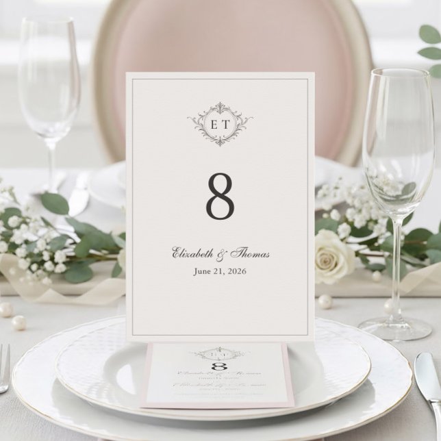 Elegant Country Monogram Wedding Table Number (Creator Uploaded)