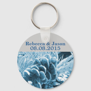 elegant country pine cones winter wedding key ring