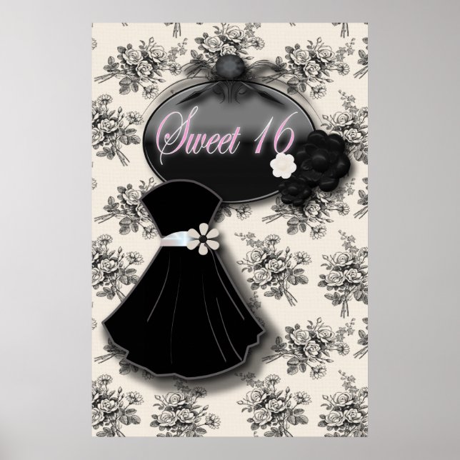 Elegant Country Rose  SWEET 16 BLACK GOWN poster (Front)