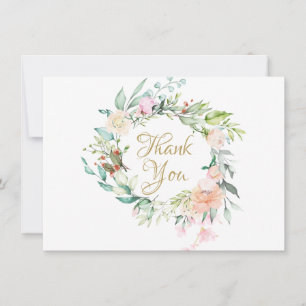 Elegant Country Roses Floral Garland Thank You Card