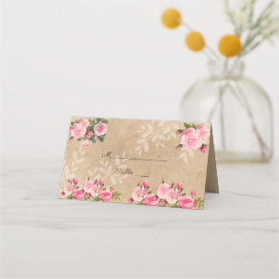 Elegant, Country Rustic, Rose Garden Wedding Place Card