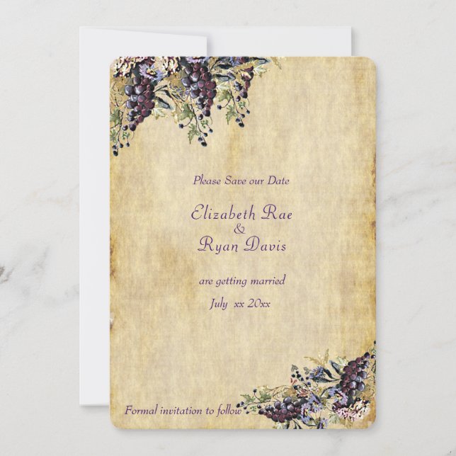 Elegant, Country Rustic, Vineyard Wedding Invitation (Front)