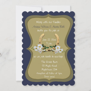 Elegant Country Style Navy and Gold Invitation