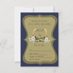 Elegant Country Style Navy and Gold RSVP Invitation