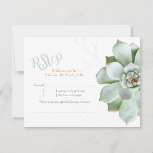 Elegant Country Succulent Wedding RSVP Card