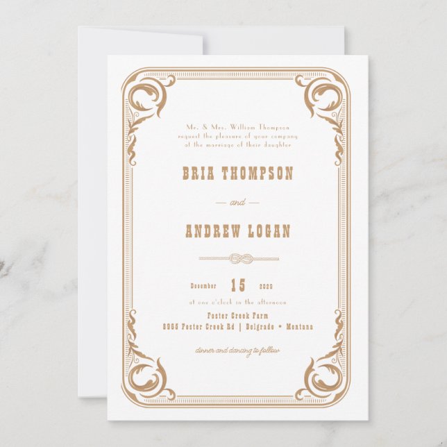Elegant Country  Wedding Invitation (Front)