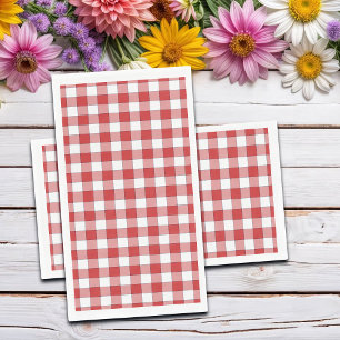Elegant Countryside Picnic White Red Checkered Napkin