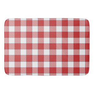 Elegant Countryside Picnic White Red Chequered Bath Mat