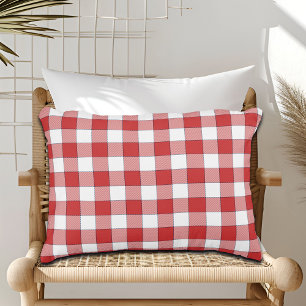 Elegant Countryside Picnic White Red Chequered Decorative Cushion