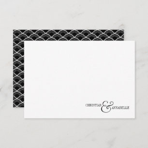 Elegant Couple Black Scallop Wedding Stationery Card
