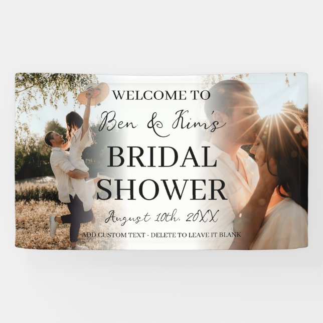 Elegant Couple Bridal Shower 2 Photo Banner (Horizontal)
