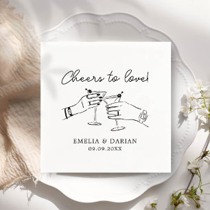 Elegant Couple Cheers to Love Minimalist Wedding Napkin