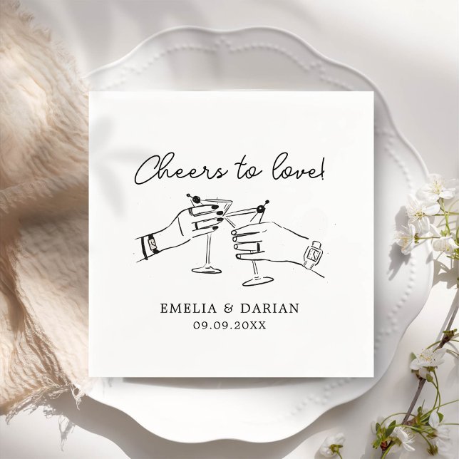 Elegant Couple Cheers to Love Minimalist Wedding Napkin (Creator Uploaded)