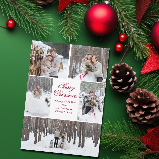 Elegant Couple Christmas Photo Collage Newlywed Holiday Card (Creator Uploaded)