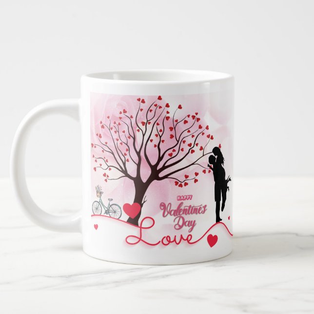 Elegant Couple Lover Valentine's Day  Large Coffee Mug (Left)