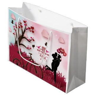 Elegant Couple Lover Valentine's Day Large Gift Bag