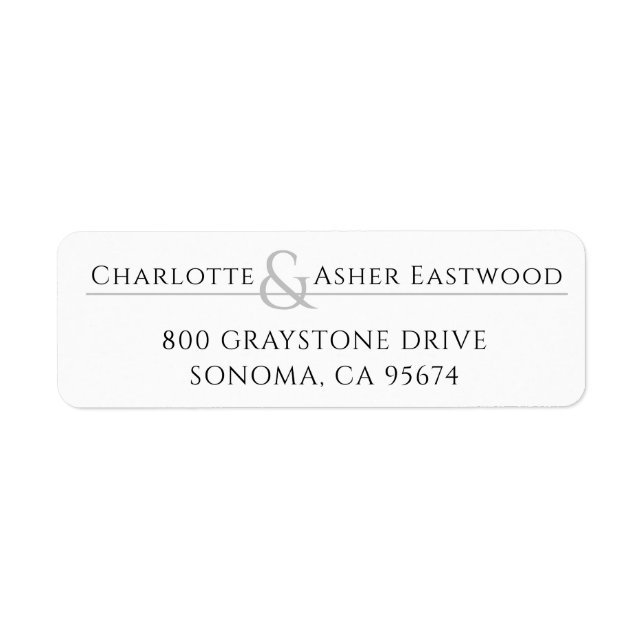 Elegant Couple Monogram Ampersand Return Address Label (Front)