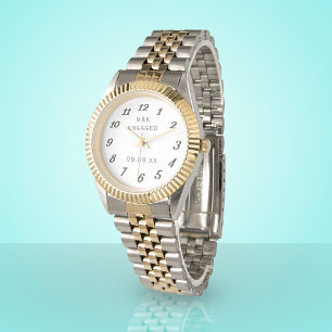 Elegant Couple Monogram Engaged Engagement  Watch