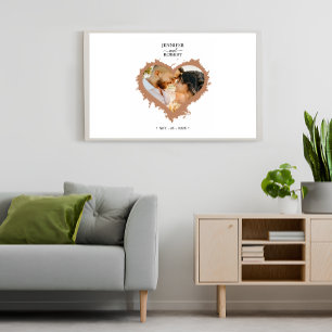 Elegant Couple Name Heart Photo Wedding Canvas Print