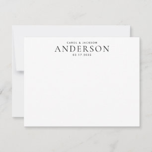 Elegant Couple Newlywed Name Wedding Stationery Card