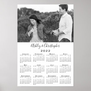 Elegant Couple Photo and Names 2022 Calendar Poster
