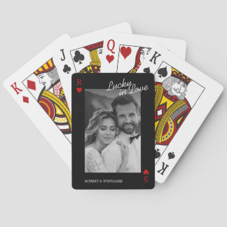Elegant Couple Photo Black Playing Cards
