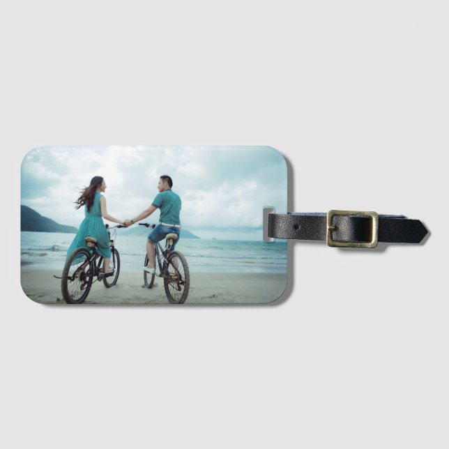 Elegant Couple Photo Keepsake Luggage Tag (Front Horizontal)