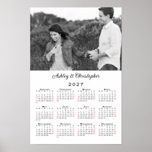 Elegant Couple Photo Names 2027 Calendar Poster