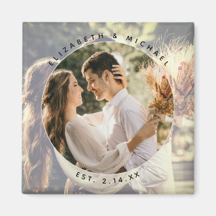 Elegant Couple Photo Wedding Save The Date Magnet
