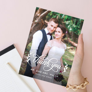 Elegant Couple Wedding Photo Thank You Card