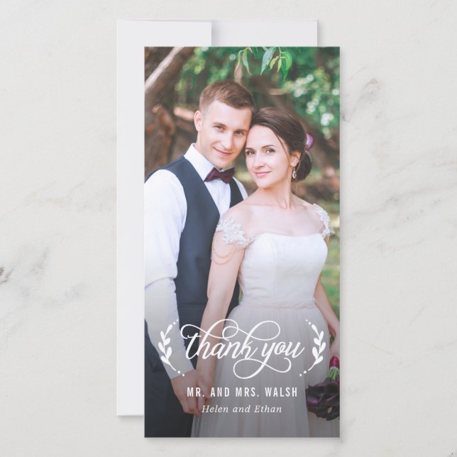 Elegant Couple Wedding Thank You Photo Cards (Front)