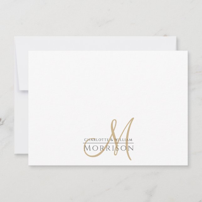 Elegant Couple's Gold Black Monogram Logo Card (Front)