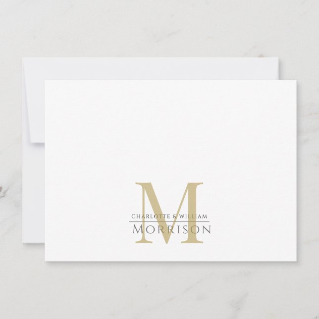 Elegant Couple's Gold Black Monogram Logo Card (Front)