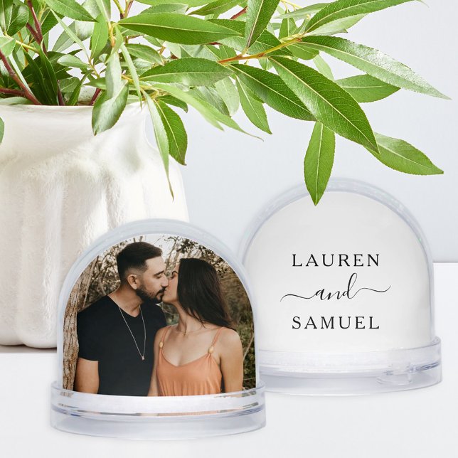 Elegant Couples Monogram Photo Wedding Snowglobe (Creator Uploaded)