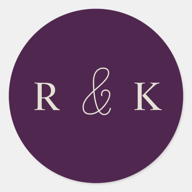 Elegant couples monogrammed classic round sticker (Front)