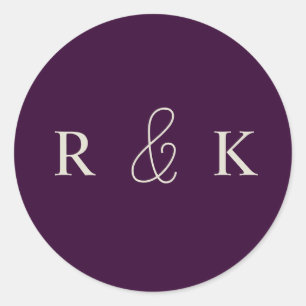 Elegant couples monogrammed classic round sticker