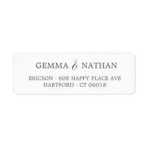 Elegant Couples Name Grey Wedding Return Address Label