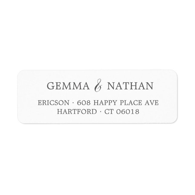 Elegant Couples Name Grey Wedding Return Address Label (Front)