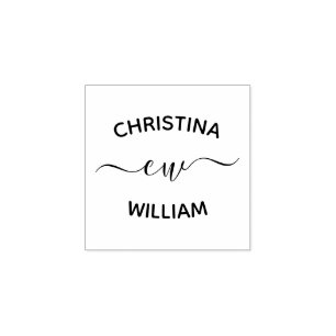 Elegant Couples Name Initials Wedding Rubber Stamp